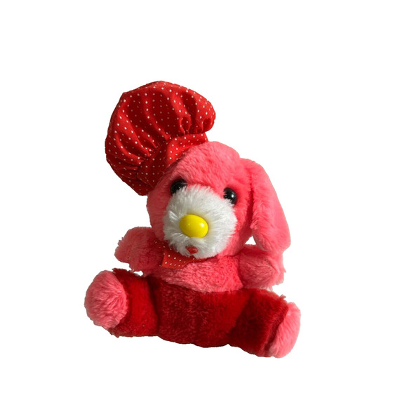 Dan Brechner Vtg Pink Red Rabbit Chef Cook Hat Vtg Plush Stuffed Animal Toy Kids - Picture 1 of 6